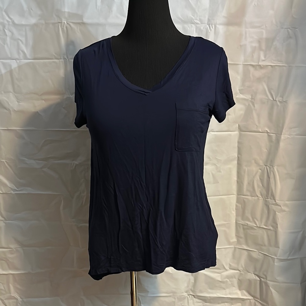 Navy Blue Women's V-Neck Top